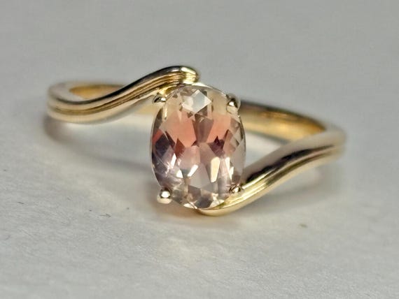 Oregon Sunstone Light Peach Solitaire Bypass Ring… - image 10