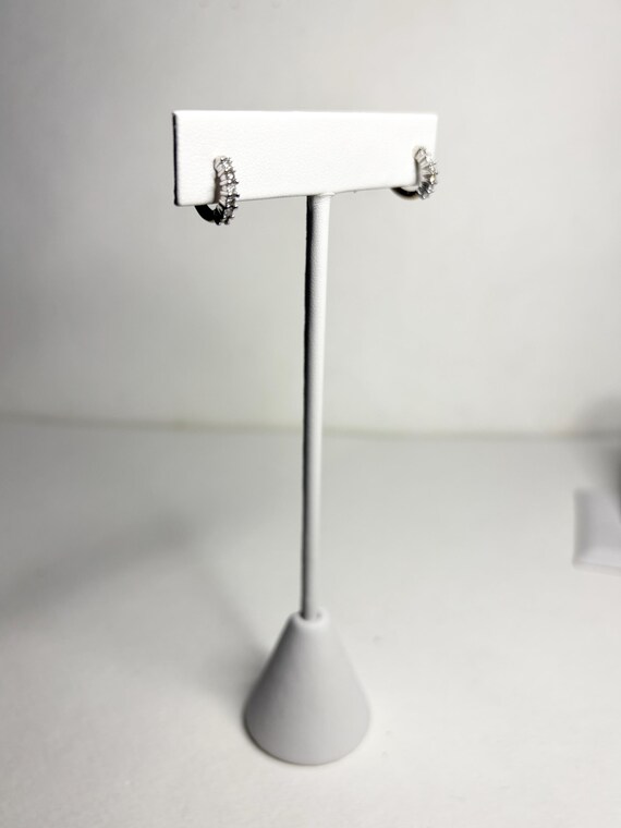 Tiny Partial Stud Hoop Natural Diamond Earrings i… - image 10