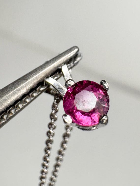 Ruby Solitaire Pendant Necklace Solid 14k White G… - image 15