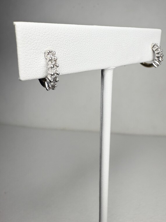 Tiny Partial Stud Hoop Natural Diamond Earrings i… - image 5