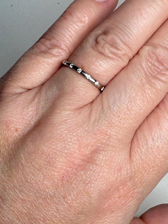 Diamond Accented Stackable Band Ring Solid 10k Wh… - image 3