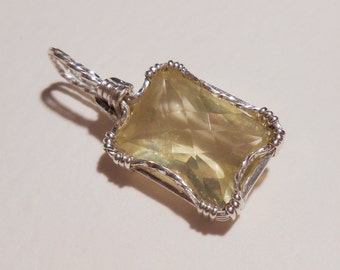 Lemon Quartz sterling silver wire wrapped pendant