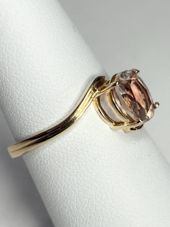 Oregon Sunstone Light Peach Solitaire Bypass Ring… - image 2