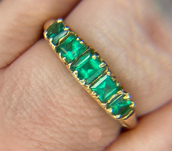 Natural Emerald Antique 18ct 18k band Ring Birmin… - image 7
