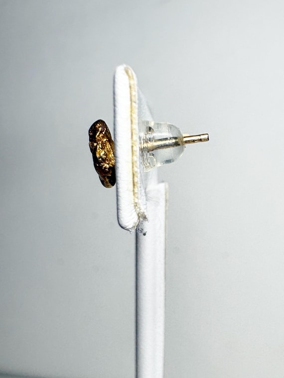 Solid Gold Nugget Stud Earrings Solid 14k Backs - image 10