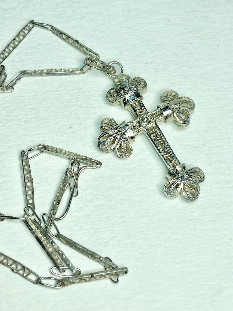 Antique Filigree Handmade Sterling Silver Cross Pendant and Necklace - Etsy