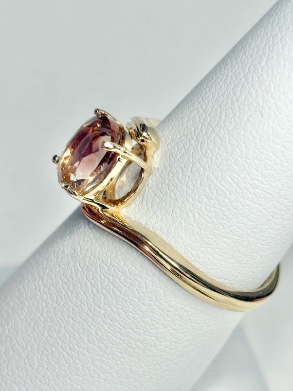 Oregon Sunstone Light Peach Solitaire Bypass Ring… - image 3