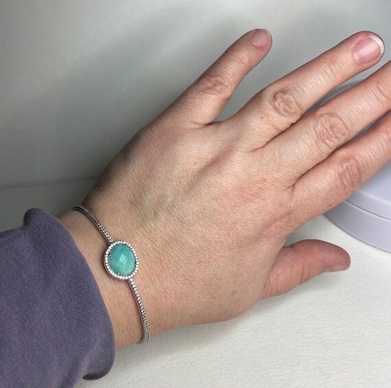 Nadri solid sterling silver amazonite hinged bang… - image 5