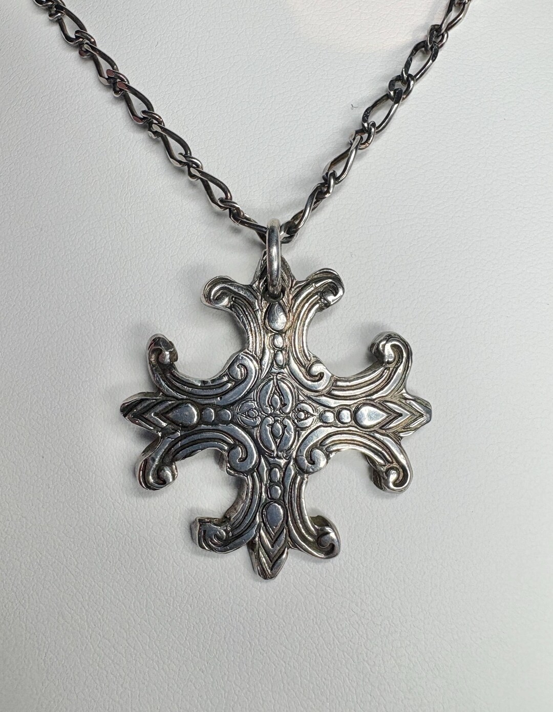 Vintage Maltese Style Cross Pendant of 999 Fine Silver Pendant on a ...