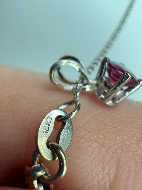 Ruby Solitaire Pendant Necklace Solid 14k White G… - image 10