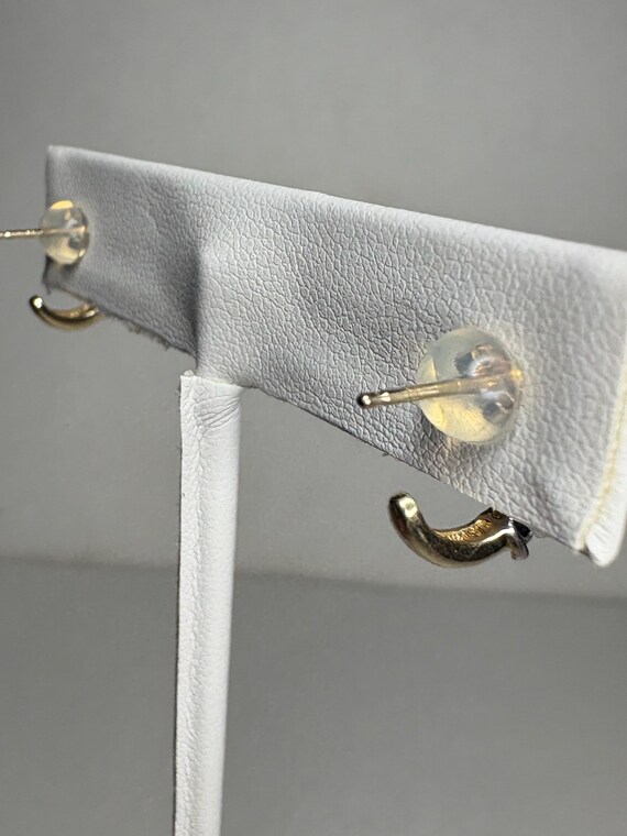 Tiny Partial Stud Hoop Natural Diamond Earrings i… - image 7
