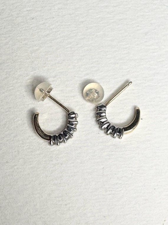 Tiny Partial Stud Hoop Natural Diamond Earrings i… - image 2