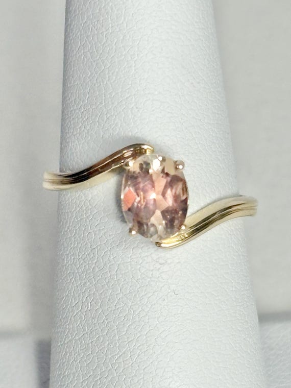 Oregon Sunstone Light Peach Solitaire Bypass Ring… - image 1