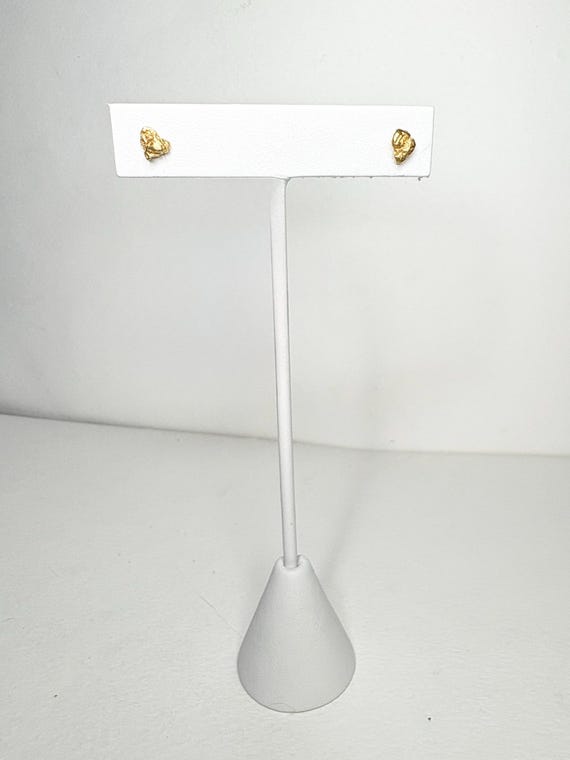 Solid Gold Nugget Stud Earrings Solid 14k Backs - image 7