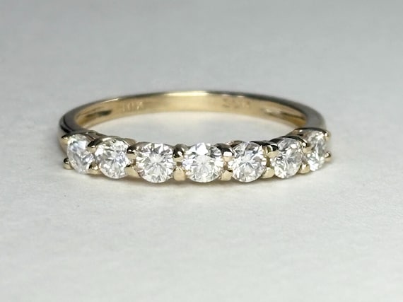 Solid 10k Gold Stackable Moissanite Anniversary S… - image 1