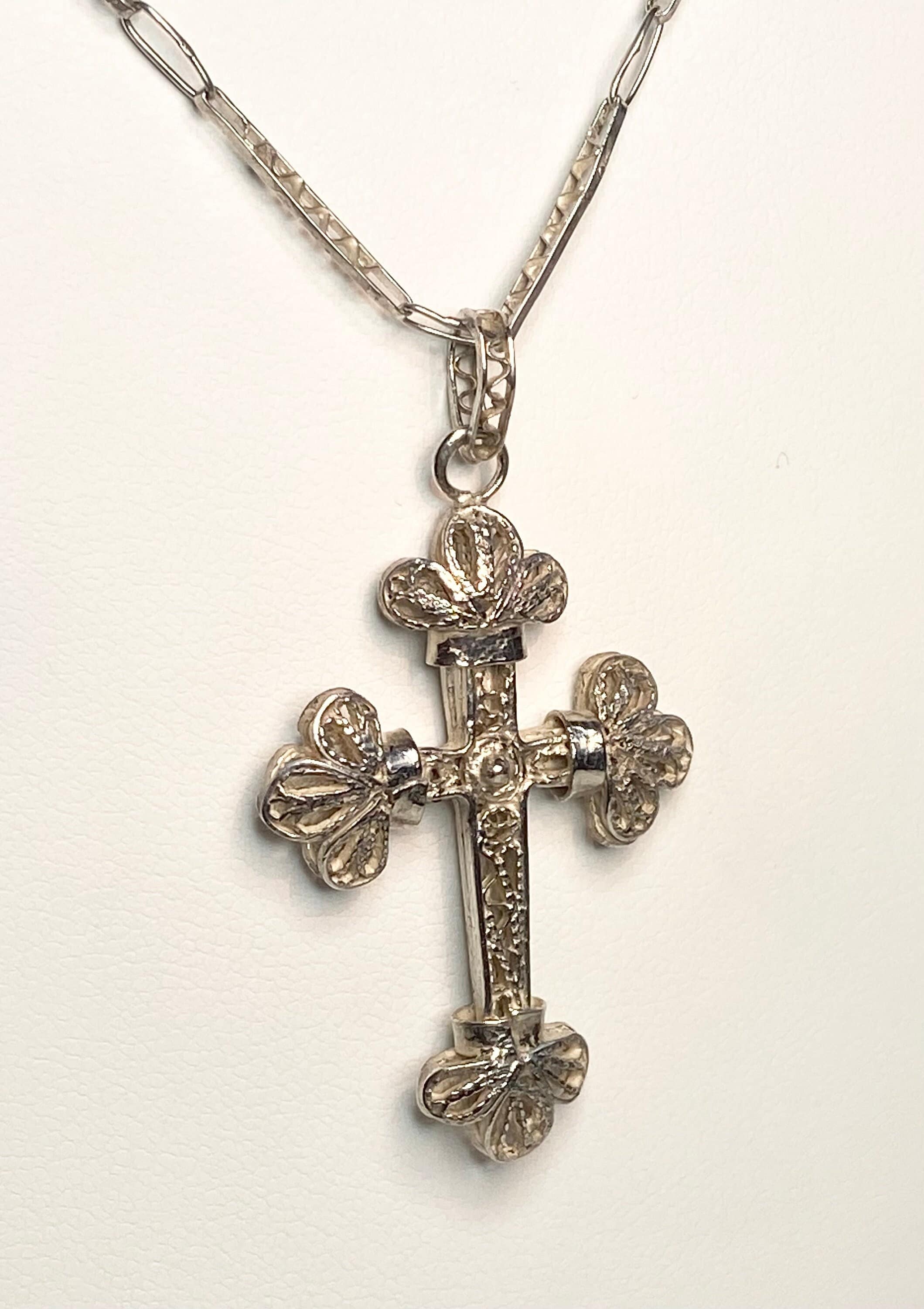 Antique Filigree Handmade Sterling Silver Cross Pendant and Necklace - Etsy