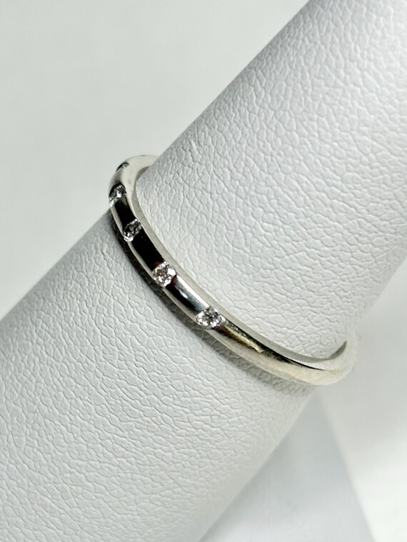 Diamond Accented Stackable Band Ring Solid 10k Wh… - image 7