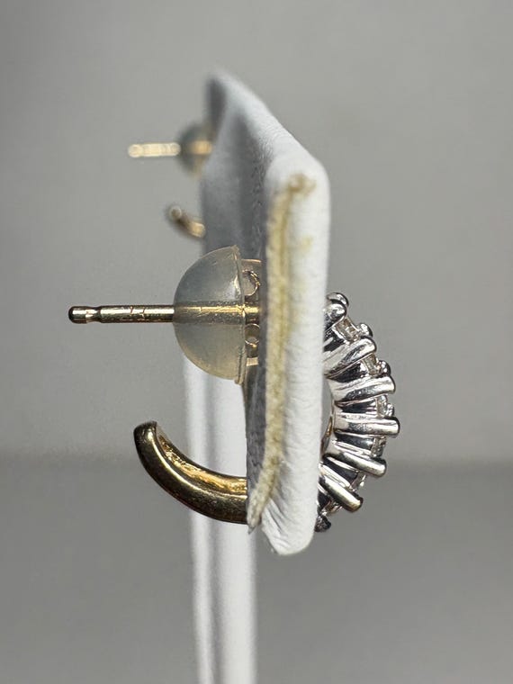 Tiny Partial Stud Hoop Natural Diamond Earrings i… - image 6