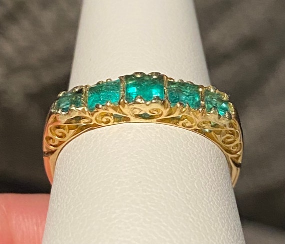 Natural Emerald Antique 18ct 18k band Ring Birmin… - image 9