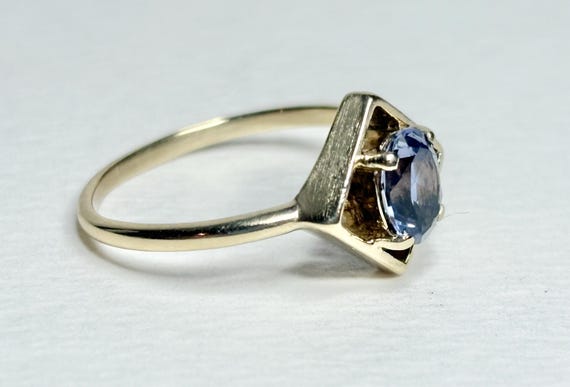 Geometric Iolite Solitaire Ring in Solid 10k Gold… - image 7
