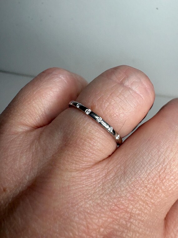 Diamond Accented Stackable Band Ring Solid 10k Wh… - image 4