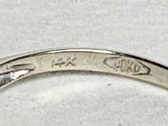 Retro Diamond Solitaire Ring Solid 14k White Gold… - image 5