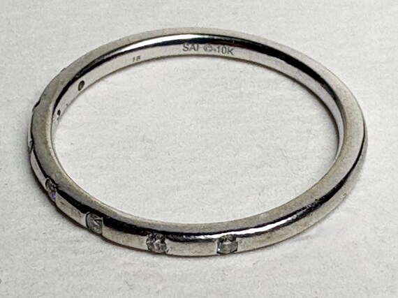 Diamond Accented Stackable Band Ring Solid 10k Wh… - image 2