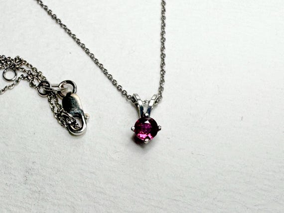 Ruby Solitaire Pendant Necklace Solid 14k White G… - image 14