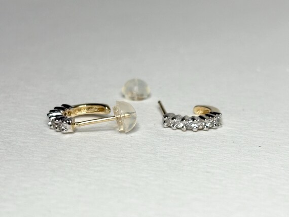 Tiny Partial Stud Hoop Natural Diamond Earrings i… - image 3