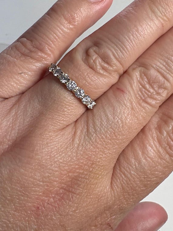 Solid 10k Gold Stackable Moissanite Anniversary S… - image 2