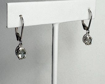 Green Oregon Sunstone Dangle Drop Lever Back Earrings Sterling Silver