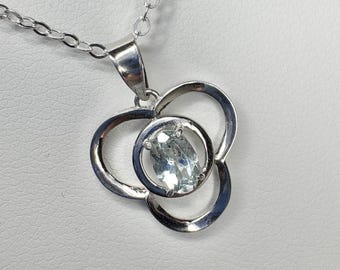 Cuprian Paraiba Tourmaline Clover Pendant Necklace in Sterling Silver 18"