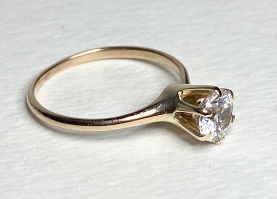 Antique solid 14k engagement ring with natural wh… - image 3