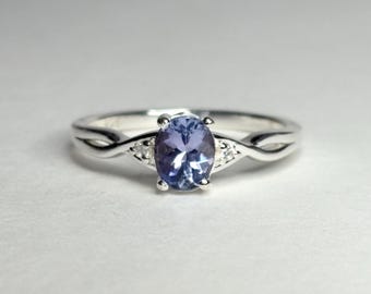 Tanzanite Solitaire Ring Sterling Silver size 7