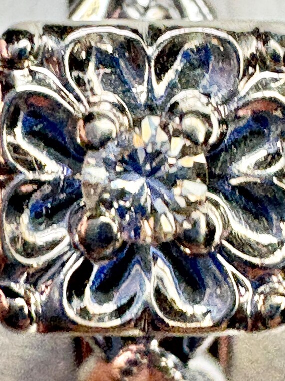 Retro Diamond Solitaire Ring Solid 14k White Gold… - image 9