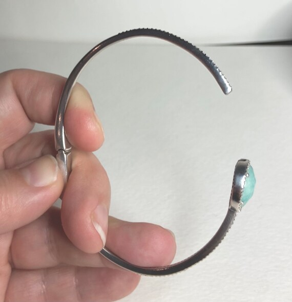 Nadri solid sterling silver amazonite hinged bang… - image 3