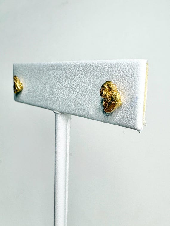 Solid Gold Nugget Stud Earrings Solid 14k Backs - image 9