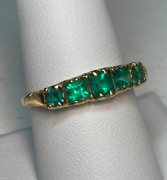 Natural Emerald Antique 18ct 18k band Ring Birmin… - image 10