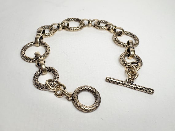Vintage Solid Bronze Adjustable Link Bracelet wit… - image 3