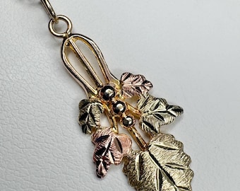 Black Hills Gold Leave Grapevine Pendant in 10k With 14k Chain 18"