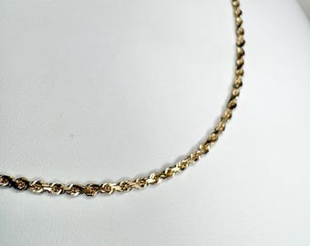 Faceted SOLID Rope Chain 2mm 19.5" 6.8g Solid 14k Gold