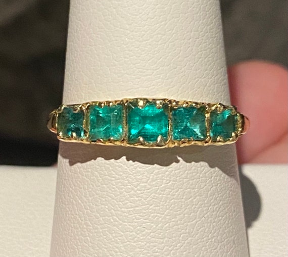 Natural Emerald Antique 18ct 18k band Ring Birmin… - image 8