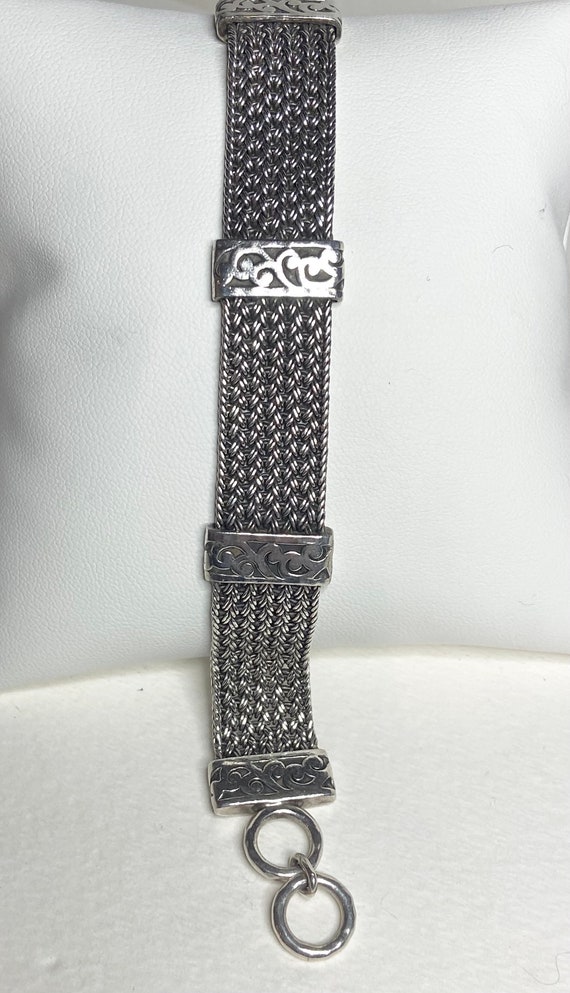 Lois Hill wide woven toggle sterling silver brace… - image 3