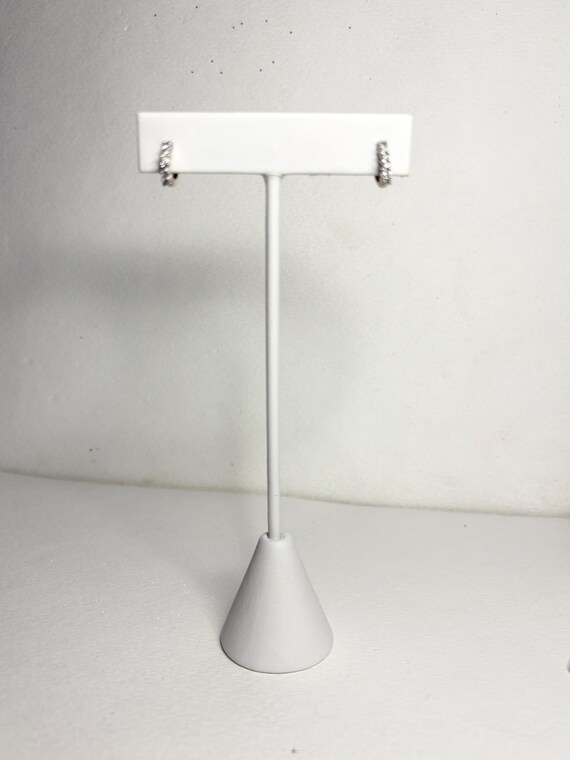 Tiny Partial Stud Hoop Natural Diamond Earrings i… - image 4