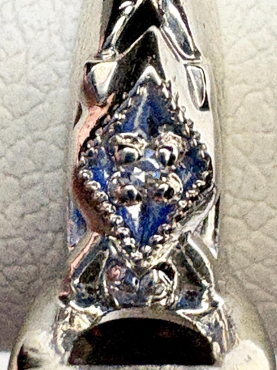 Retro Diamond Solitaire Ring Solid 14k White Gold… - image 12