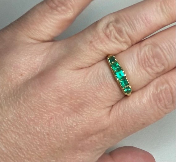 Natural Emerald Antique 18ct 18k band Ring Birmin… - image 6