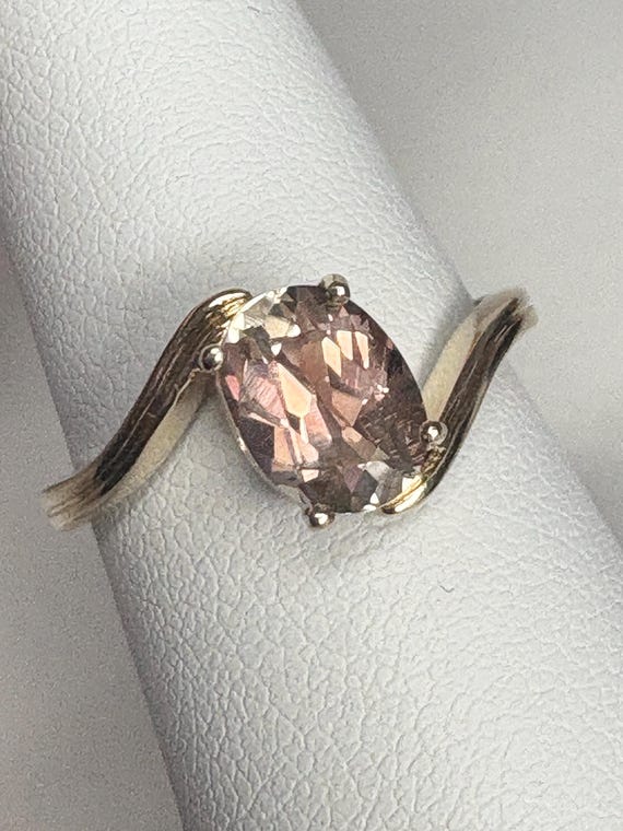 Oregon Sunstone Light Peach Solitaire Bypass Ring… - image 4