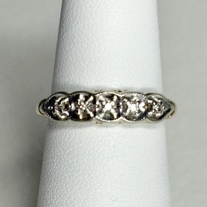 Vintage Diamond Two-Toned Wedding Anniversary or Stackable Band Ring in Solid 10k Gold size 5