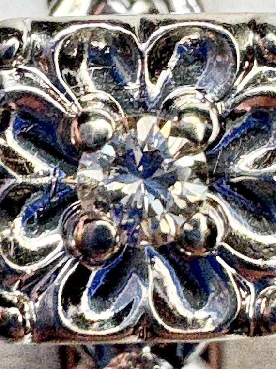 Retro Diamond Solitaire Ring Solid 14k White Gold… - image 10