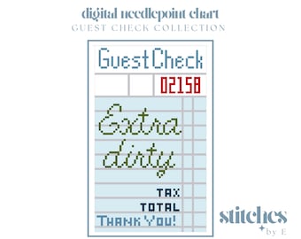 Guest Check - Dirty Martini - Digital Needlepoint Chart
